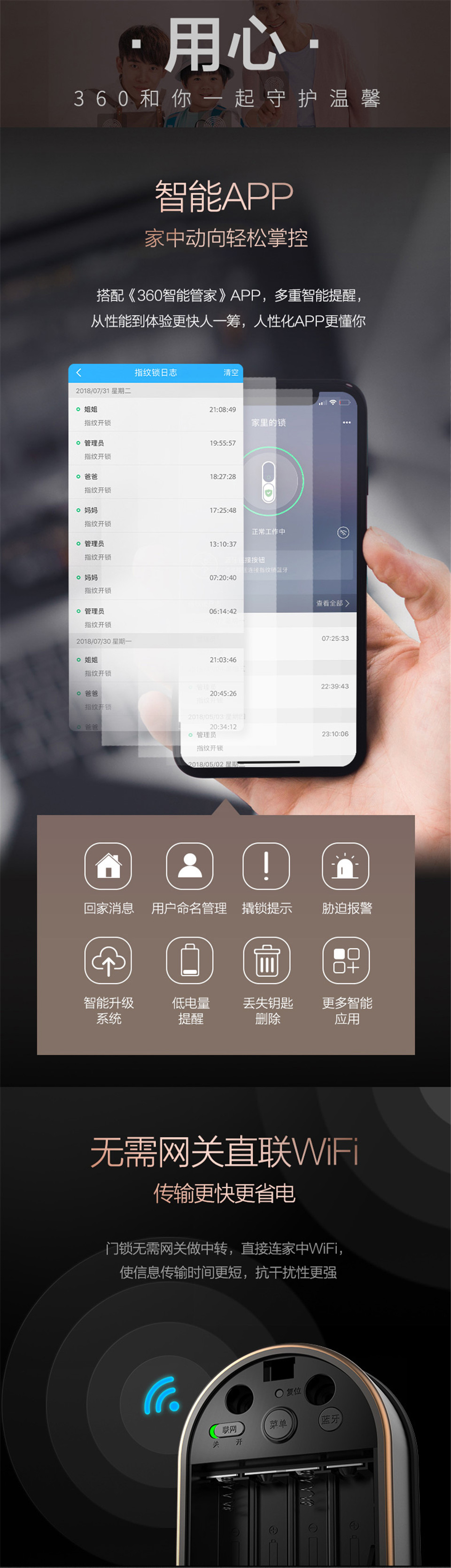 360指纹锁S1指纹解锁家用防盗门密码锁门锁电子锁特斯拉线圈 指纹锁批发